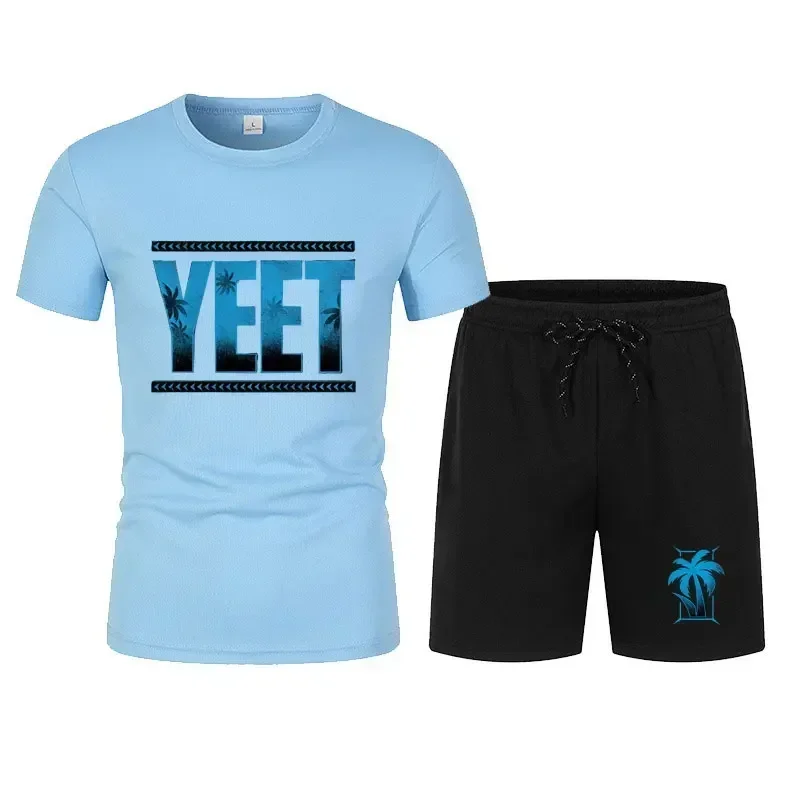 Jey Uso Yeet الرجال قميص أسود والسراويل القصيرة الرجال الصيف قصيرة الأكمام البلوز مجموعة جديدة رداء غير رسمية 2025
