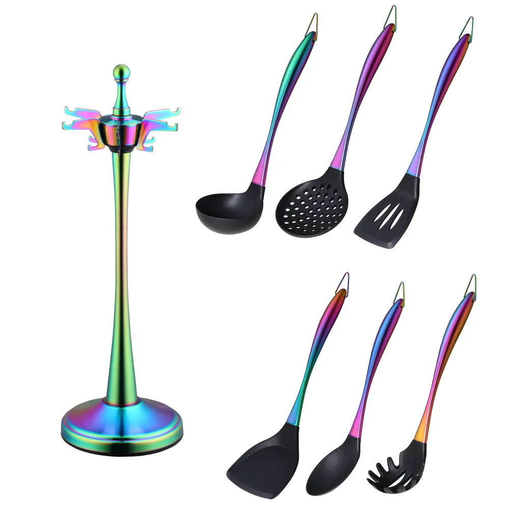 

1pc/6pc/7pc Silicone Kitchenware Cooking Utensils Set Non-stick Cookware Spatula Shovel Stainless Steel Handle Kitchen Tools