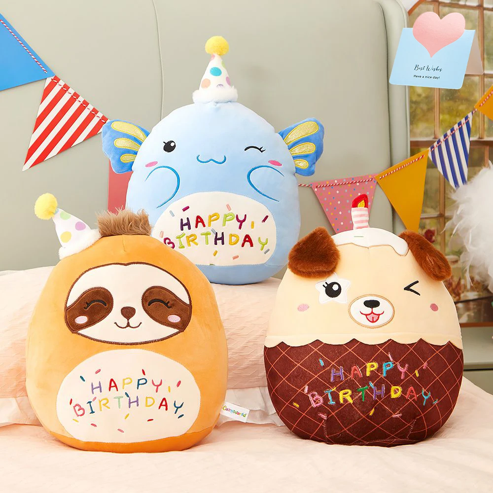 38cm Birthday Throw Pillows Stuffed Sloth Doll Toys Gift for Girls Cute Plush Doll Birthday Pillows Decor Home Party Baby Toy