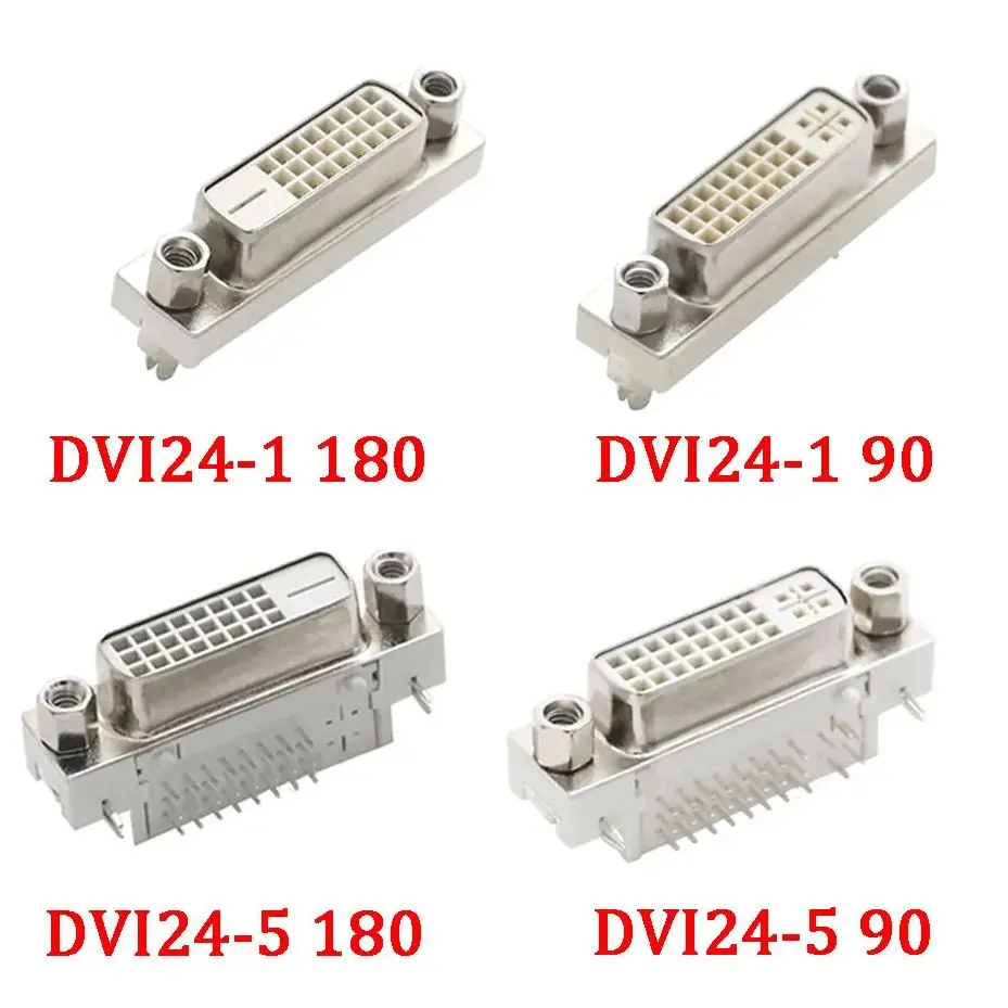 2PCS DVI24+5 DVI24+1 Solder-wire Male/Female Header DVI-I Connector Bent Female-header 90-degree PCB DVI Adapter Plug Terminal