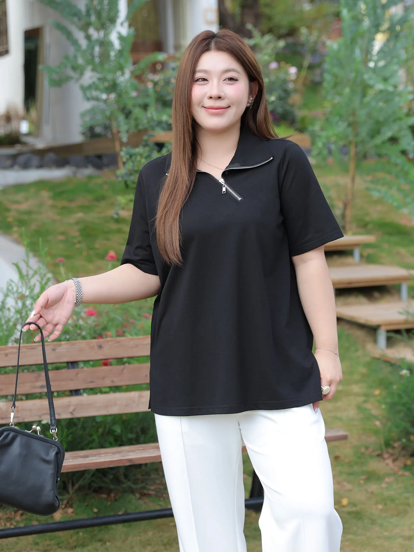 

plus Size Women's Casual irt Loose Fit ort Sve Diamond Cotton Slimming Sle Spring Summer Faion plus Size Clothes