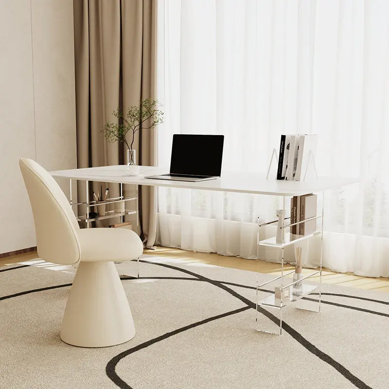 Nordic High-end Sintered Stone Desk Modern Design Balcony Floating Acrylic Office Desk Bedroom Furniture Zwevend Bureau FYFD view 3