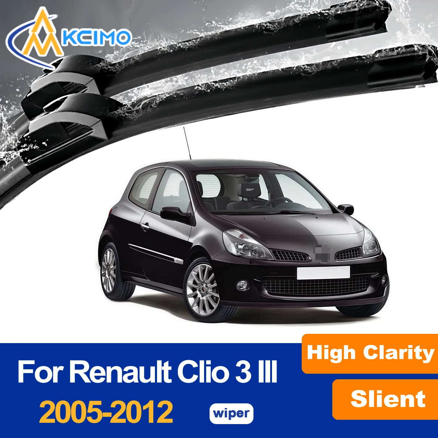 Pair of  Upgraded Aerodynamic Wiper Blades For Renault Clio 3 III 2005-2012 Performance Exact Fit Replacement Windshield Wipers