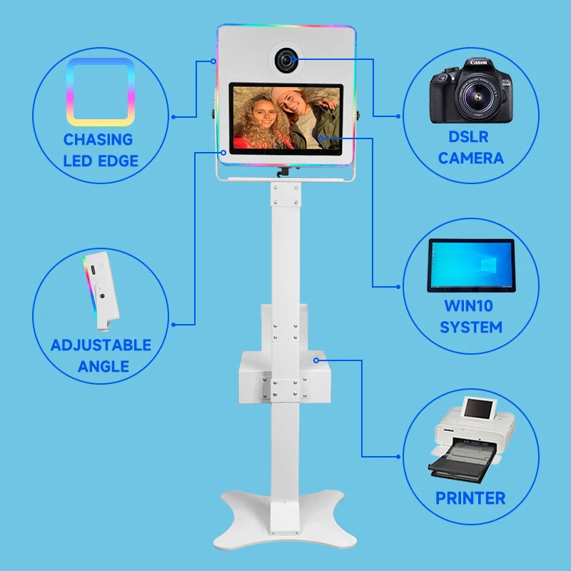 t12 camera led open air white matrix metal digital lcd glam bot photobooth dlsr dslr photo booth shell with camera glam filter