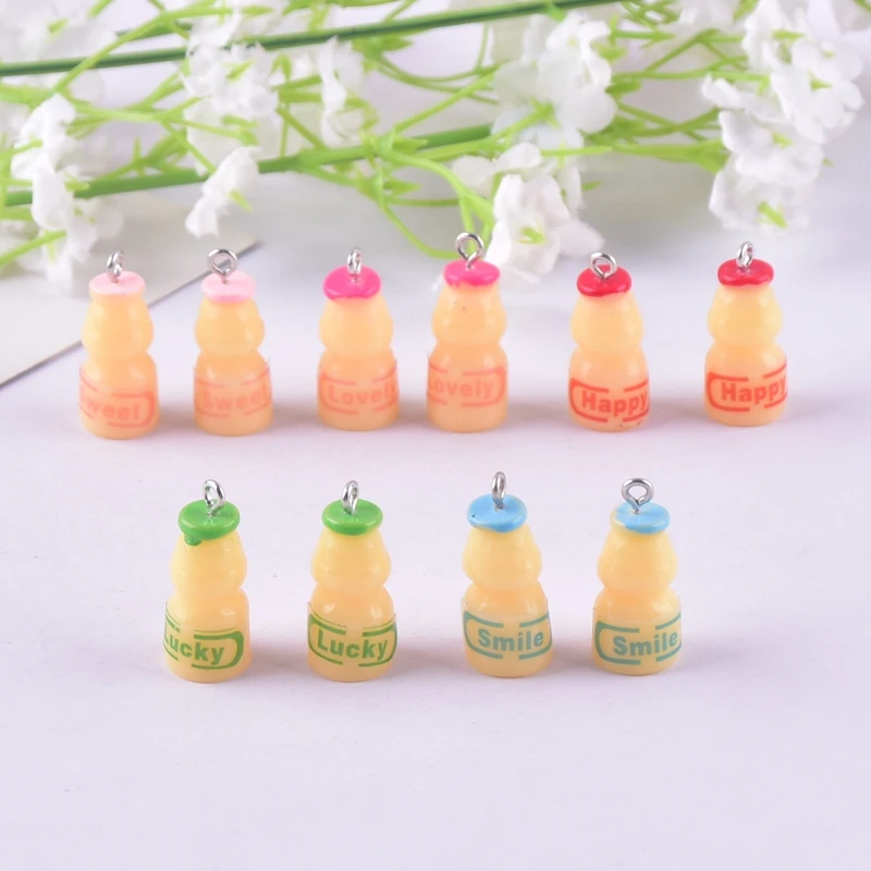 10pcs Yogurt Beverage Bottle Resin Charms for Earring Keychain DIY Decoration Fashion Jewelry Accessories