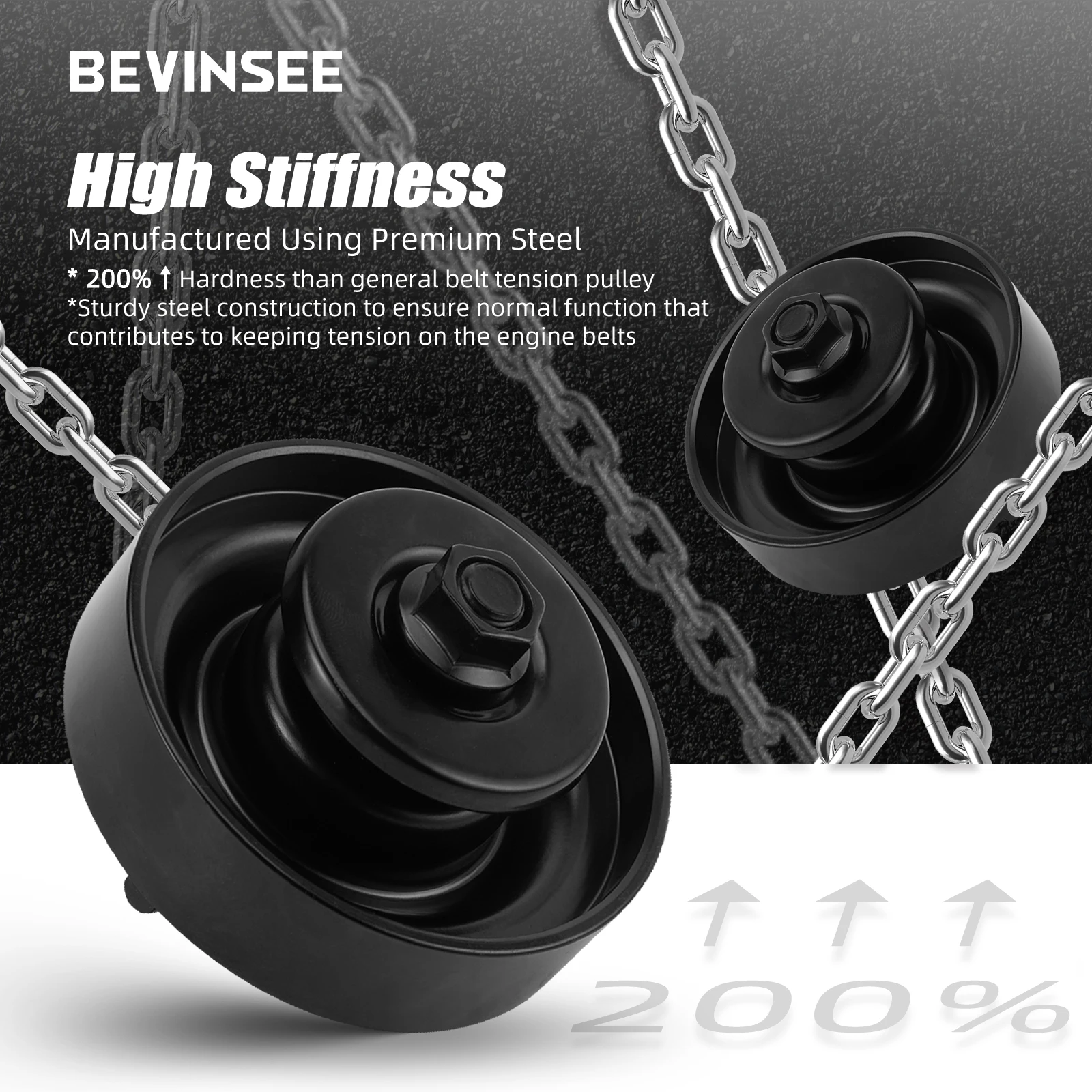 BEVINSEE Steel Belt Tensioner Pulley for Hyundai Accent Elantra Tiburon for Kia Rio Rio5 Spectra Soul  97834-29010