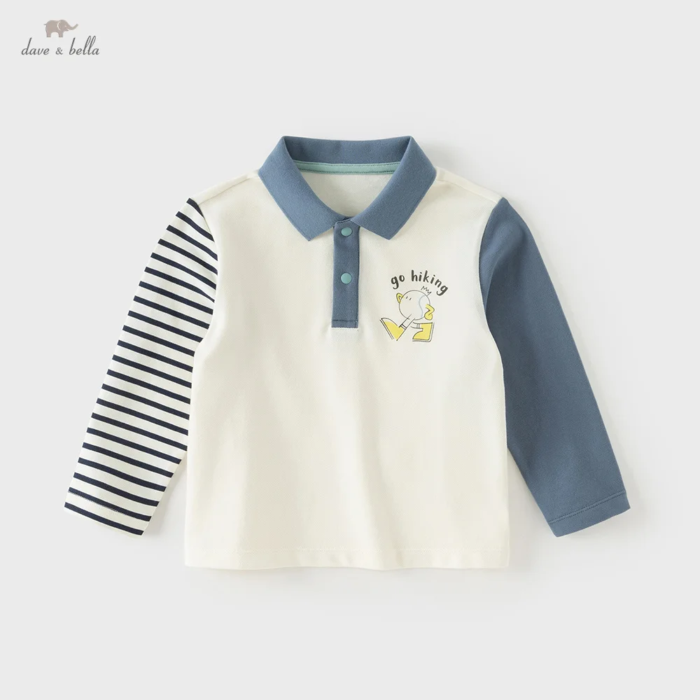 Dave Bella Children T-shirts Spring Summer Boys Soft Cotton Pullover Long Sleeves Casual Bottoming Tops Kids Clothing DB1260737