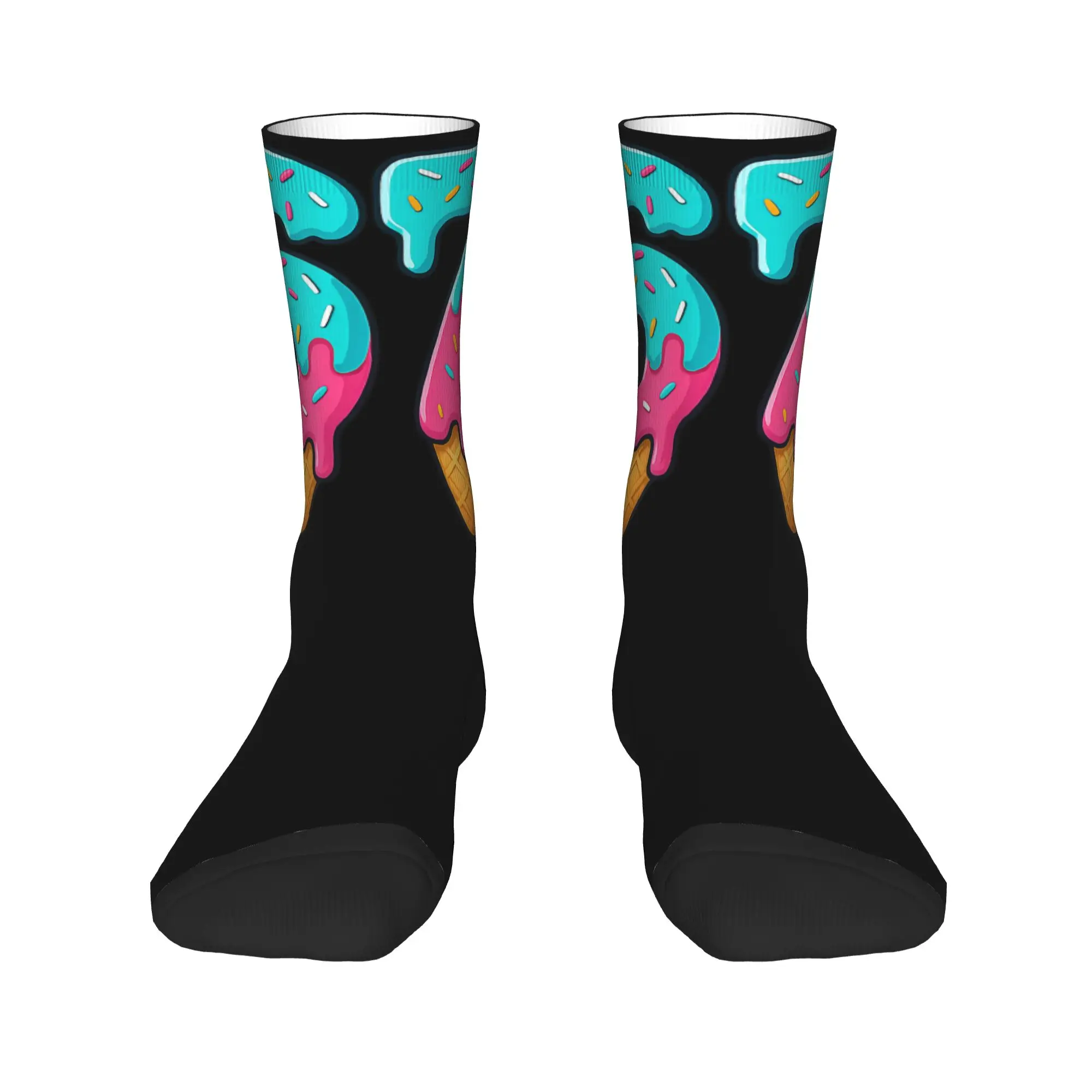 남성용 양말 아이스크림 드립 밈 재미있는 6세대 7세대 알파 슬랭 양말 겨울용 부드럽고 통기성 좋은 양말 사이클링 땀 방지 양말