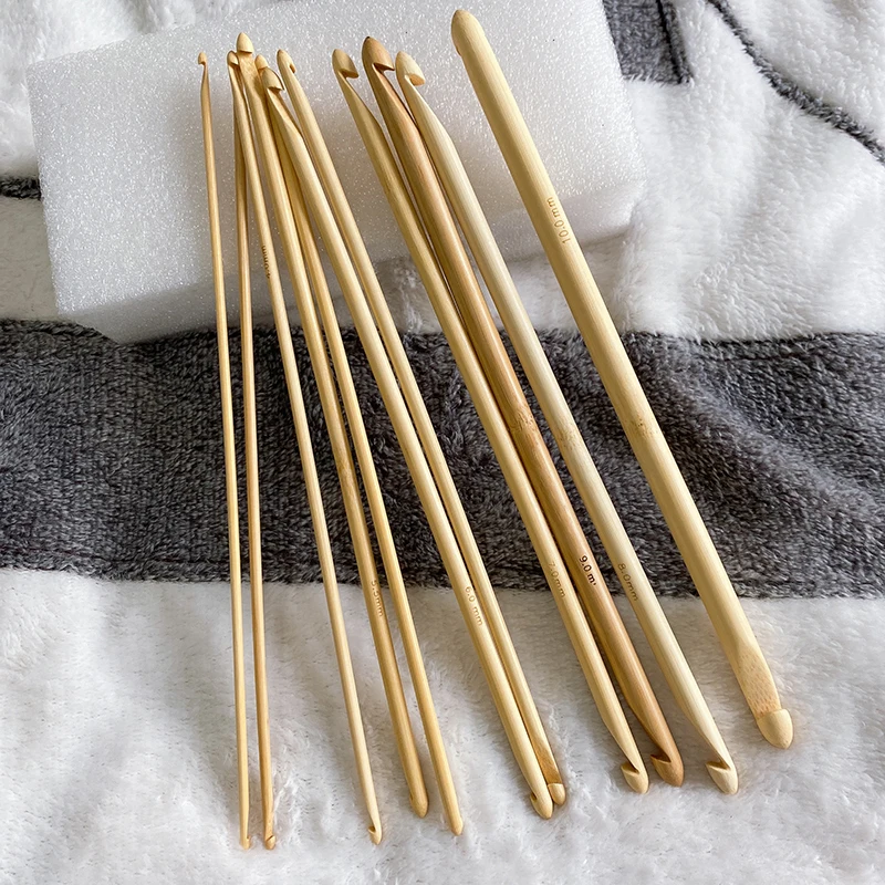 1Pcs 25cm Double Ended Bamboo Tunisian Crochet Hooks 3mm-10mm  Double End Knitting Needle Weave Craft Sweater Knitting Hooks