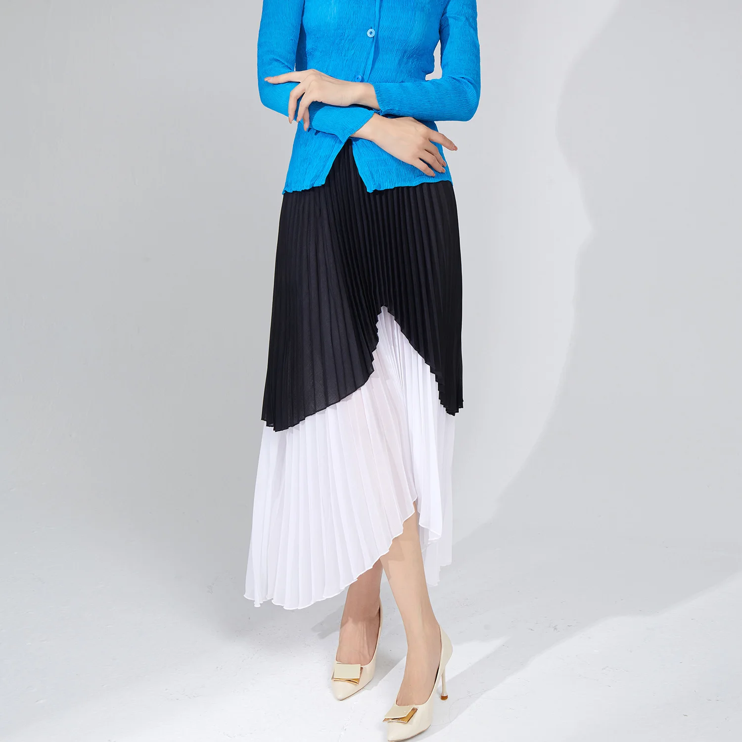 Irregular Design Pleated Midi Skirt for Women A-line High-Waisted Autumn New Arrival With Flowy Silhouette