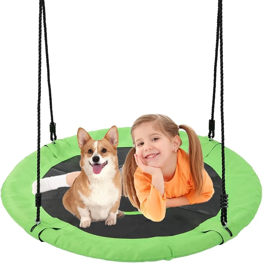 

40-дюймовые качели с блюдцем для наружных круглых качелей с грузоподъемностью 600 фунтов, водонепроницаемые, 900D, из бычьей ткани, сверхпрочные круговые качели для B