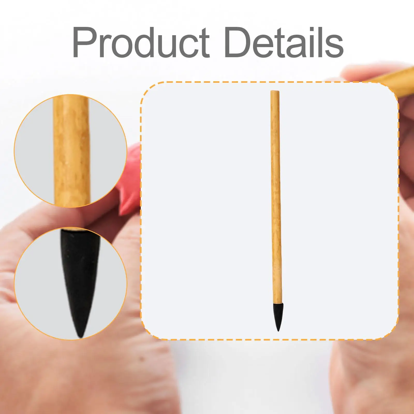 Utility Clay Craft Pen Soft Rubber Head Wood Handle for Precise Carving and Pottery Clay Sculpture
