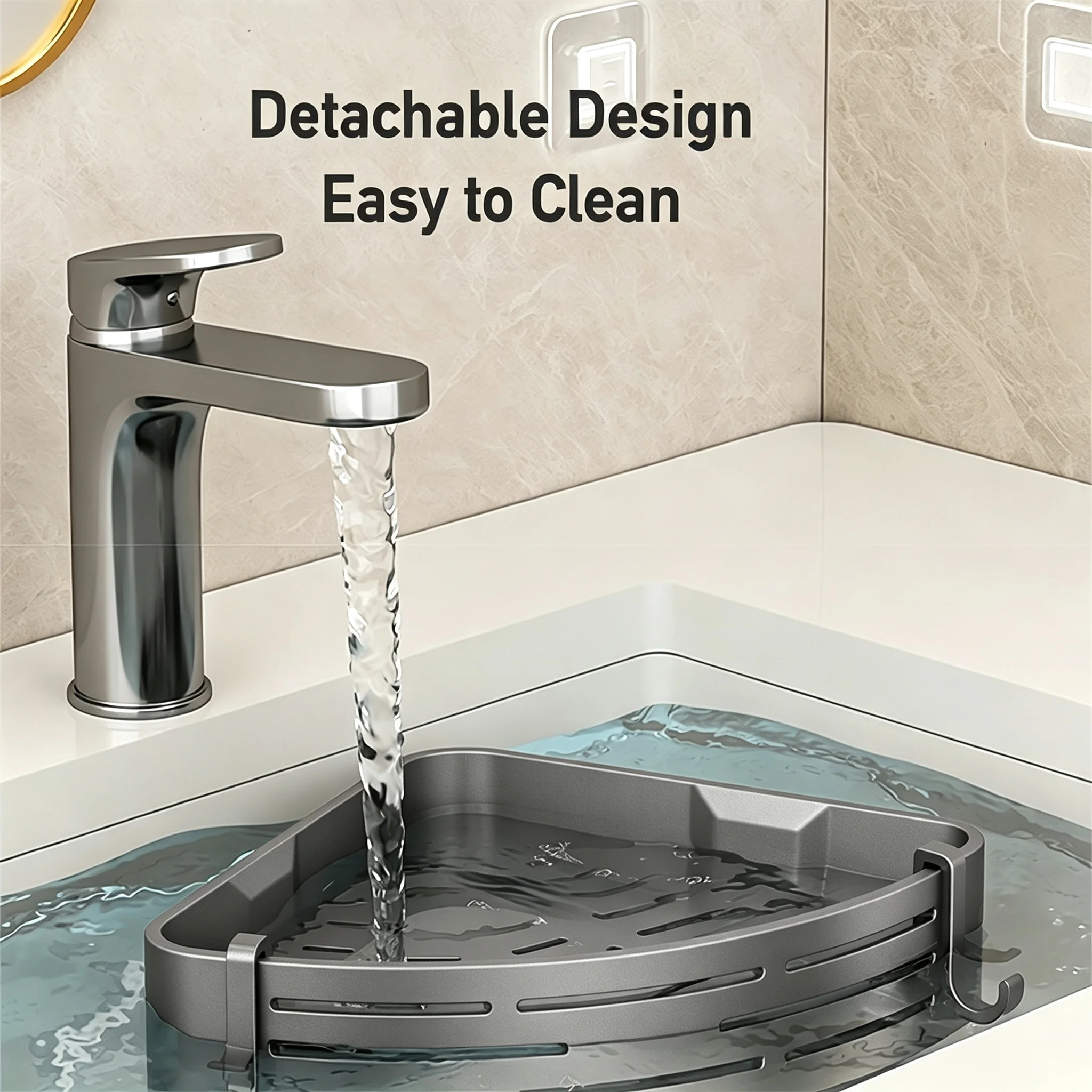 Bathroom Drill-Free Shower Caddy Plastic Wall Mount Toilet Shelf Corner Basket Bath Room Shampoo Bottle Organizer Storage Rack