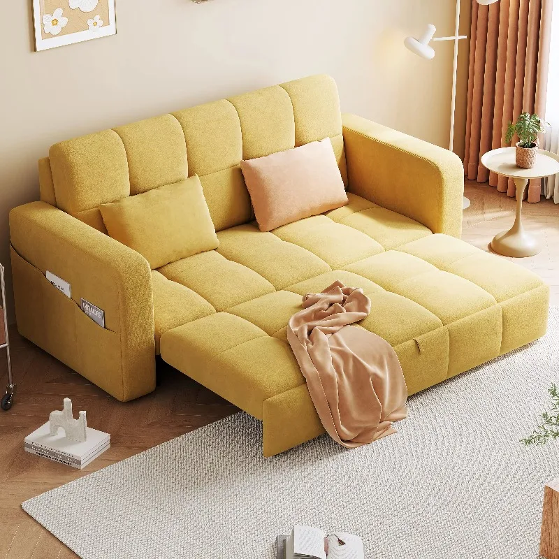 Simple Modern Fabric Sofa Can Be Pushed and Pulled Dual-use Multifunctional  Household  Living Room Corner Sofa Beds