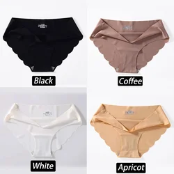 4PCS/Set Seamless Silk Briefs Sexy Panties For Women Mid Waist Comfortable Girl Silk Panty Female Underpants Woman Lingerie M-XL