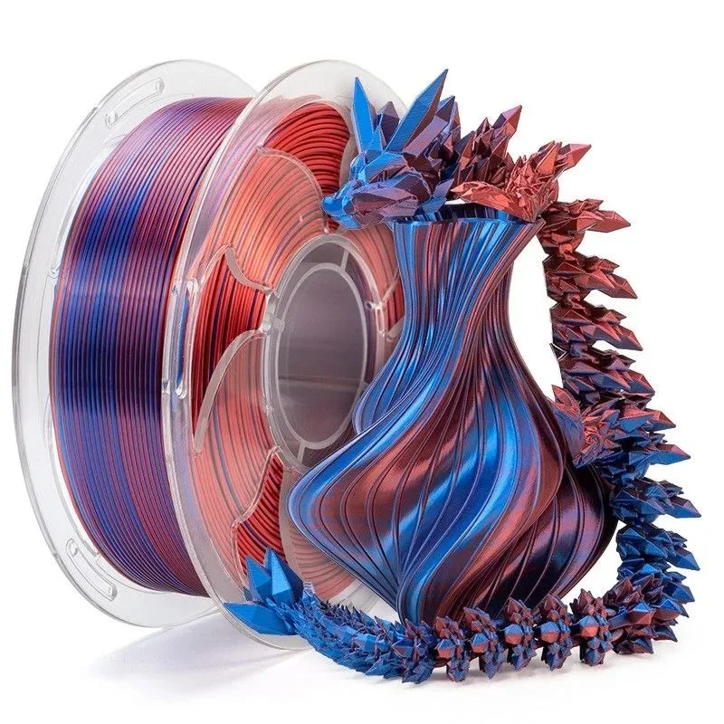 1kg 3D Printer Silk Gloss Multi-Color Consumables Dual Color PLA Filament Suitable for All 1.75mm FDM Printing Machines