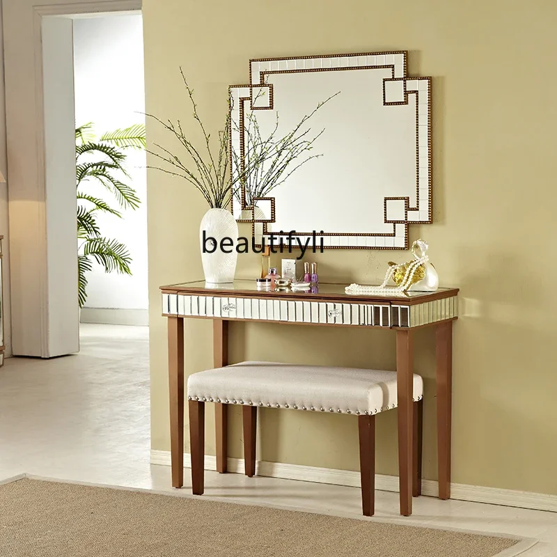 

Yh29 American Bedroom Modern Simple Small Apartment Makeup Table Light Luxury Multi-Function Surface Integrated Mirror Dresser