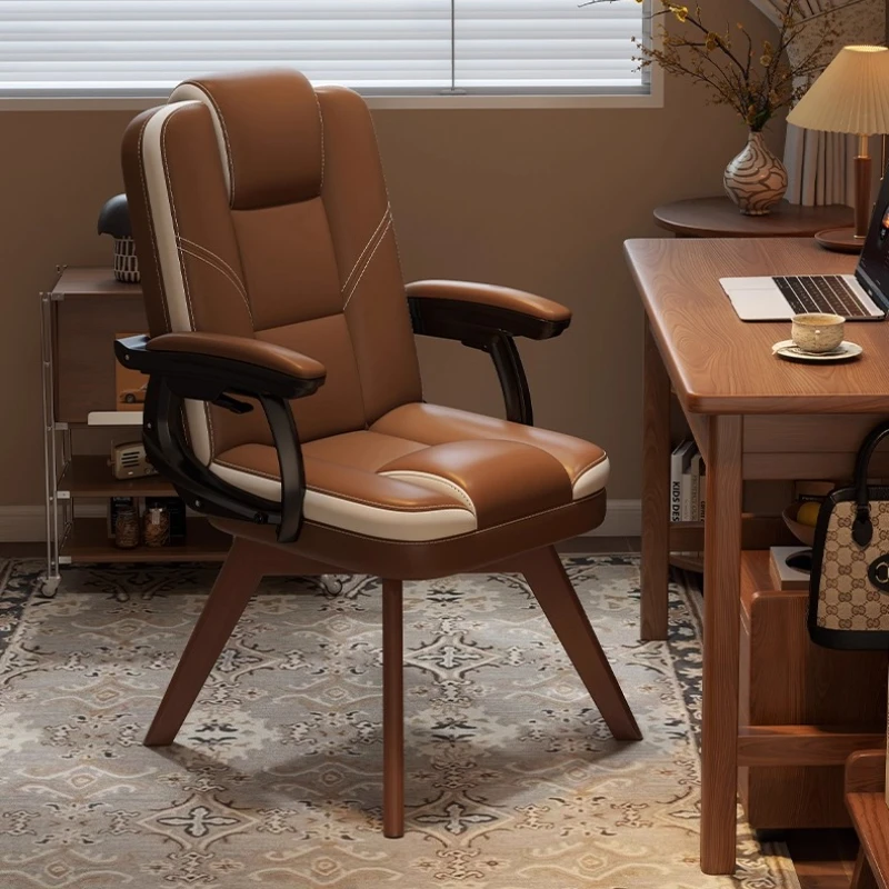 Simple Rotatable Computer Chair Solid Wood Home Study Office Desk Chair Comfortable Sitting Backrest Bedroom Study Makeup Chairs
