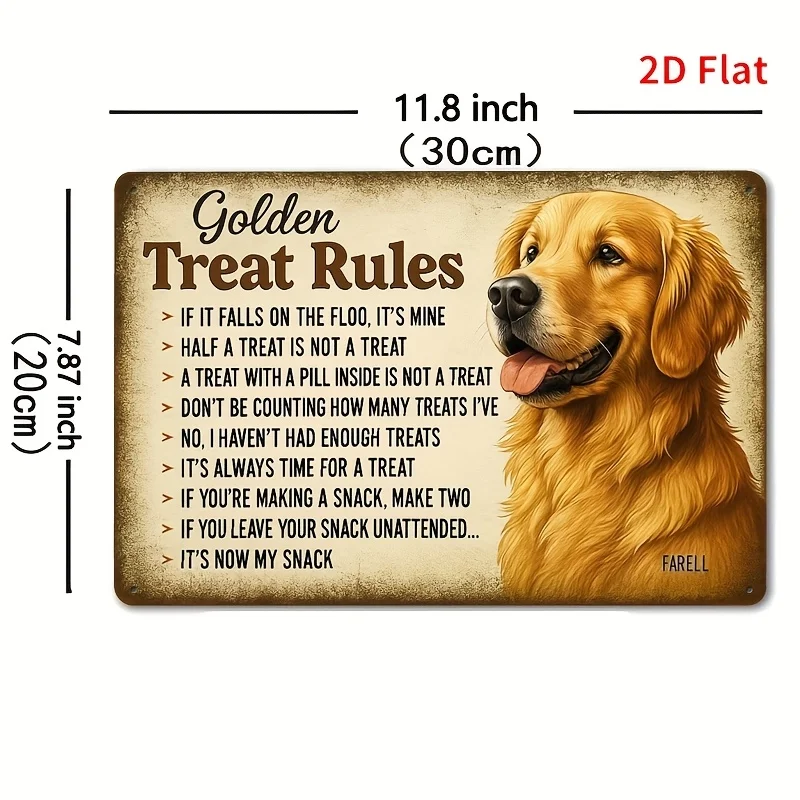 1pc Vintage Metal Wall Art Sign - Golden Retriever Dog Design with Humorous 
