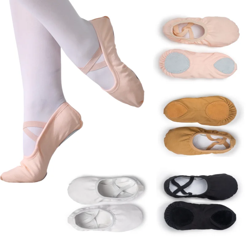Girls Women Ballet Slippers Adult Ballet Shoes Split Sole Gymnastic Training Shoes Soft Canvas Children Ballerina Dance Shoes