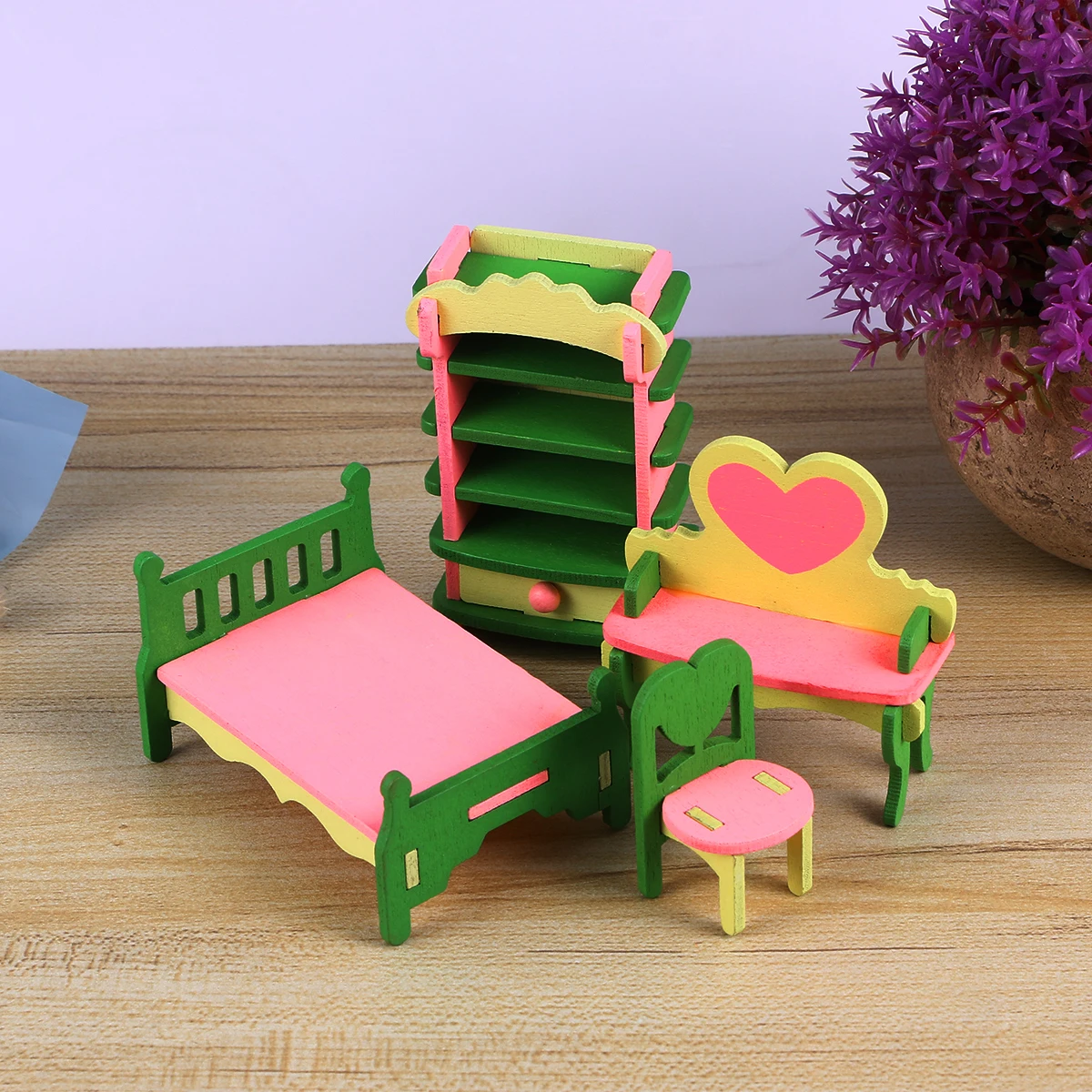 4 個ミニ家具木のおもちゃ教育運動能力 DIY 手作り子供