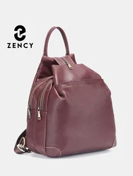 Zency Genuine Leather Women's Vintage Backpack High Quality For Travel Work Business Hike Shoulder Anti theft Satchel Rucksack