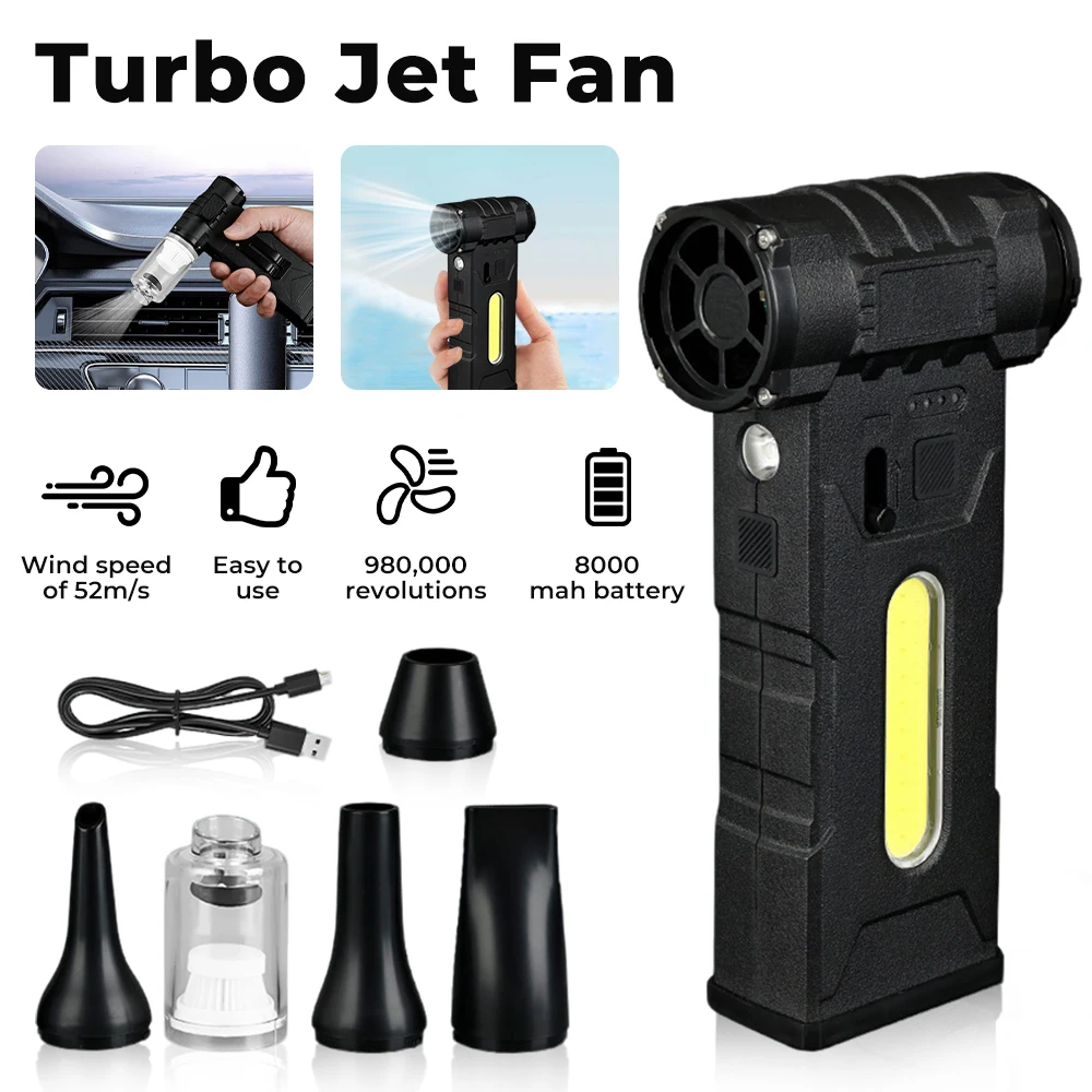 

Portable Outdoor camping Turbo jet fan 980000RPM Wind Speed 52M/S High-Speed Airflow Brushless Blower Vacuum Cleaner