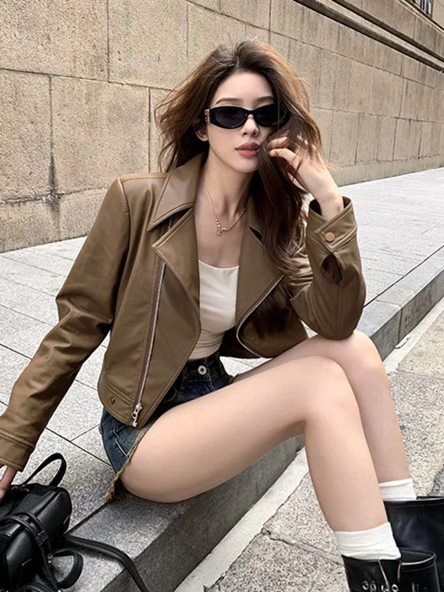 

Sweet Cool ort Merald Leather Jaet Women's Spring 2026 New Sle Personali Korean Version PU Leather Outerwear Trendy