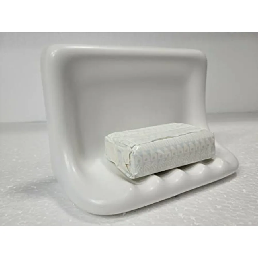 

Bright White Matte Ceramic Soap Dish Tray Tile in Daltile Color 0790 Mid Century Modern Retro