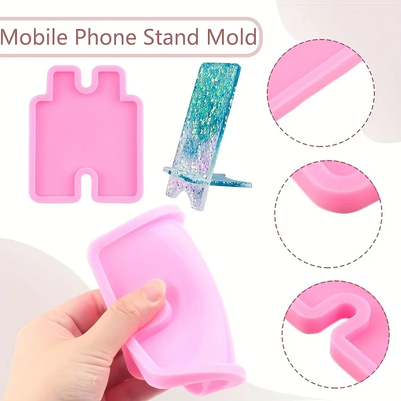 1 set of silicone molds for phone standsand resin casting molds,used for making phone stands;silicone molds for DIY craft phone view 2