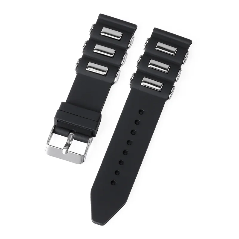 Black Waterproof Sport Silicone Watch Strap for Seiko Smartwatch High Quality Men Rubber Wristband 22mm 24mm 26mm Watch Bracelet