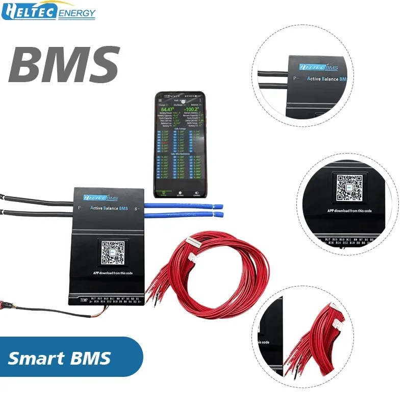 

Heltec 8-24S Smart BMS with active balance 0.6A 1A 2A/60A80A100A150A200A Lifepo4 Li-Ion Lto Battery For Electric vehicle/Storage