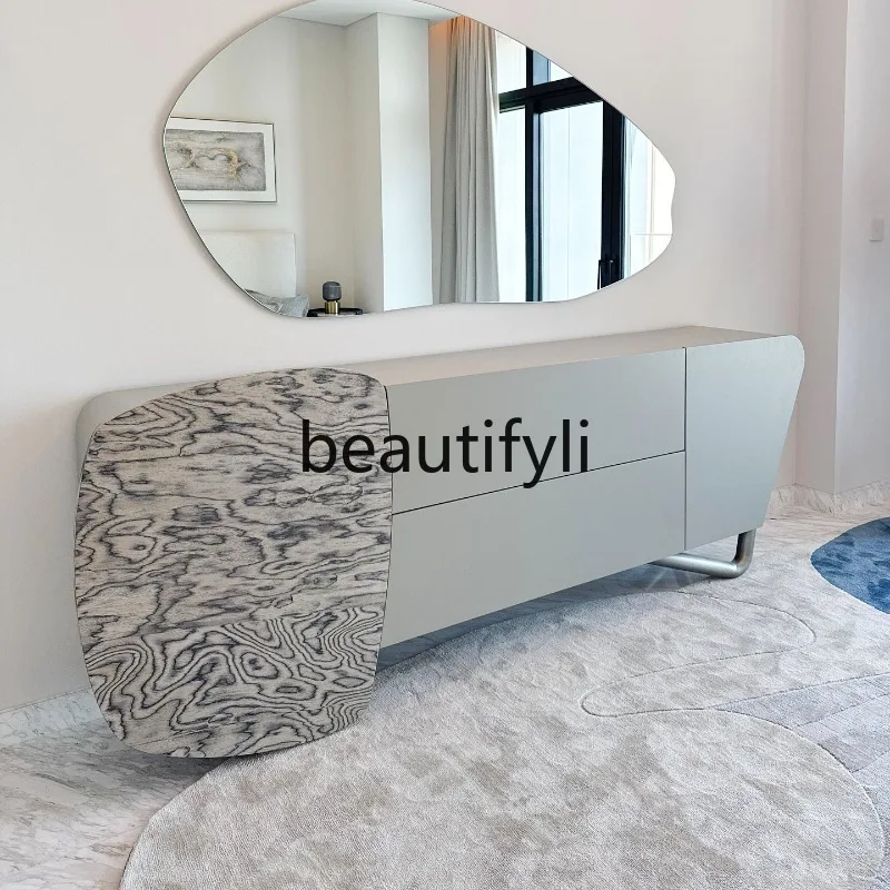 

Italian Creative Solid Wood Sideboard Cabinet Living Room Wall Storage Cabinet Light Luxury Villa Entryway Cabinet