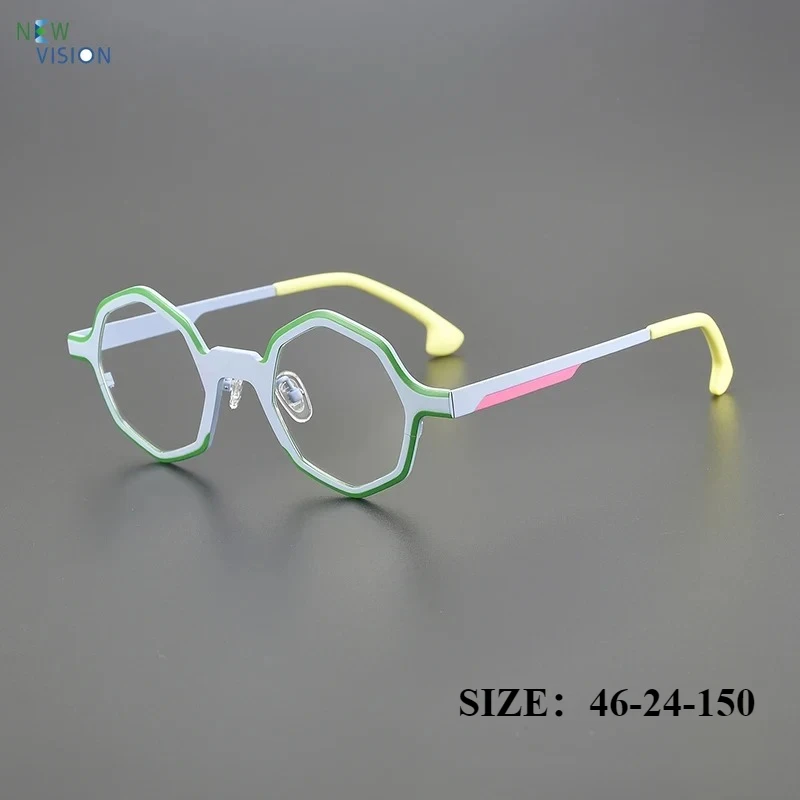 

Чистый титан в стиле ретро для мужчин и женщин, двухцветная оправа для очков, круглые персонализированные оптические очки, персонализируемые очки по рецепту