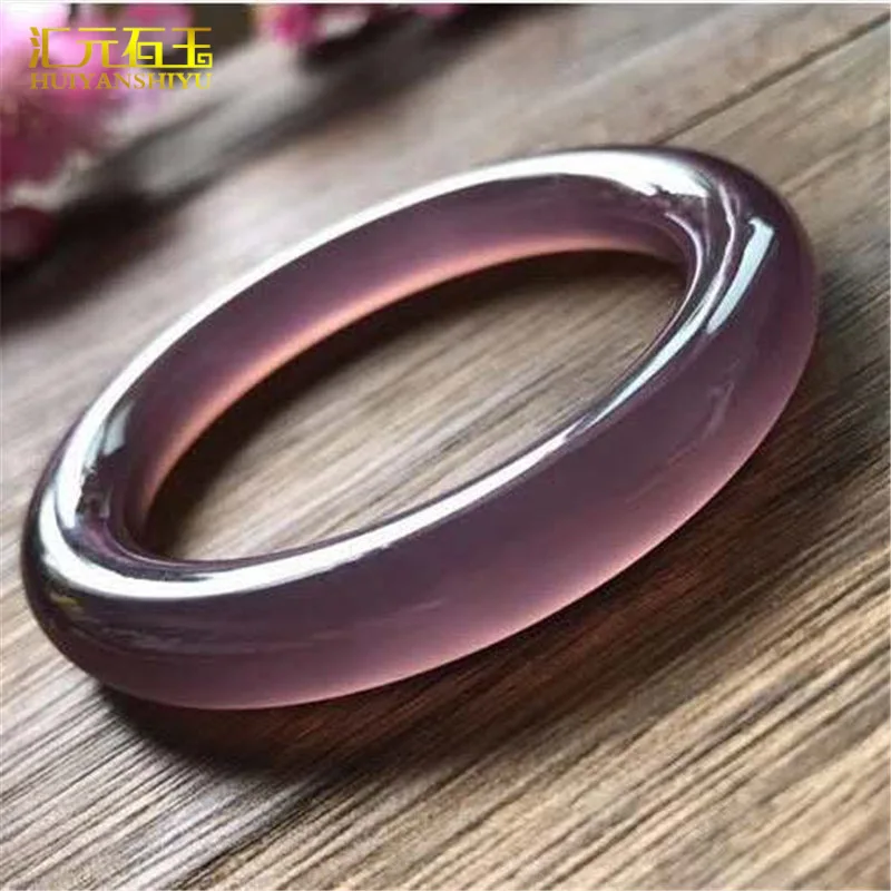 Chalcedony Imperial Round , Jadeite, Agate, Ice Purple Women's Jade Bangle