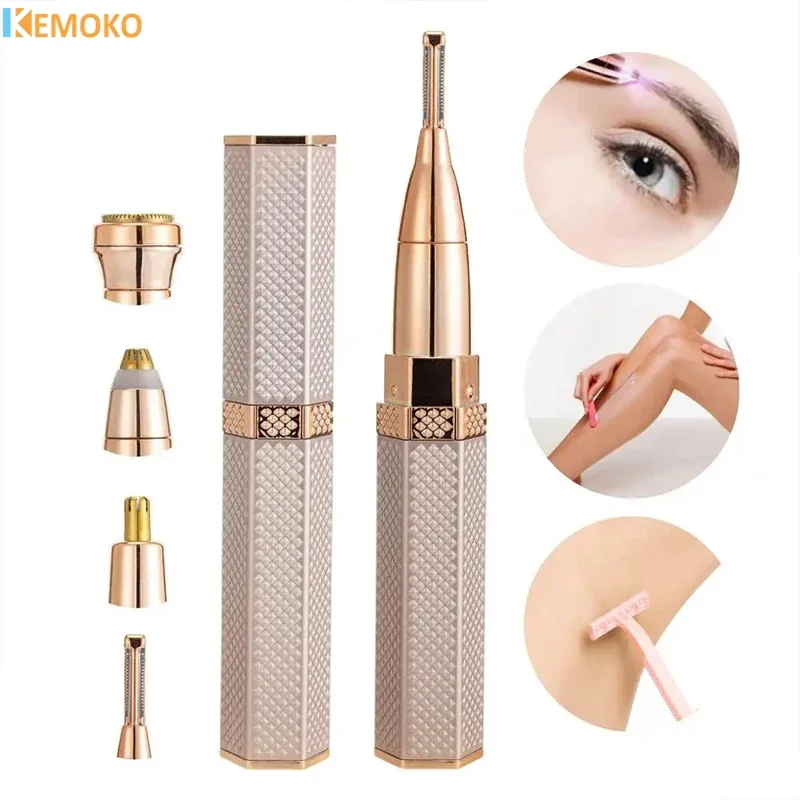 Womens 4 In 1 Electric Eyebrow Trimmer Eye Brow Shaper Pencil Face Hair Remover For Women Automatic Eyebrow Shavers Pocketknife