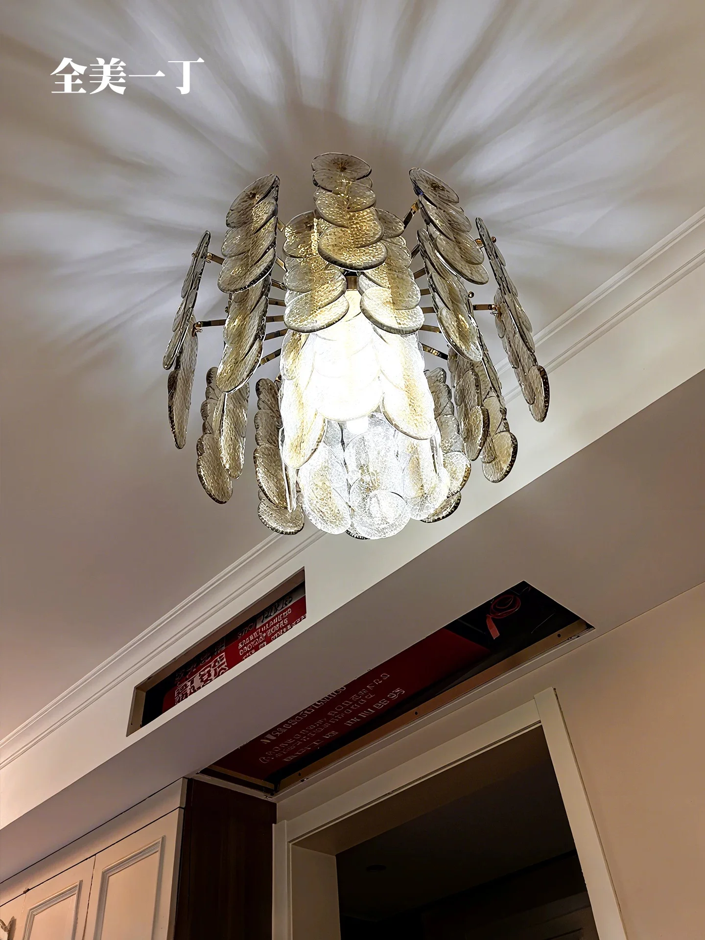 French handmade glass chandelier, vintage living room light, American vintage vintage vintage glass twist ice lamp