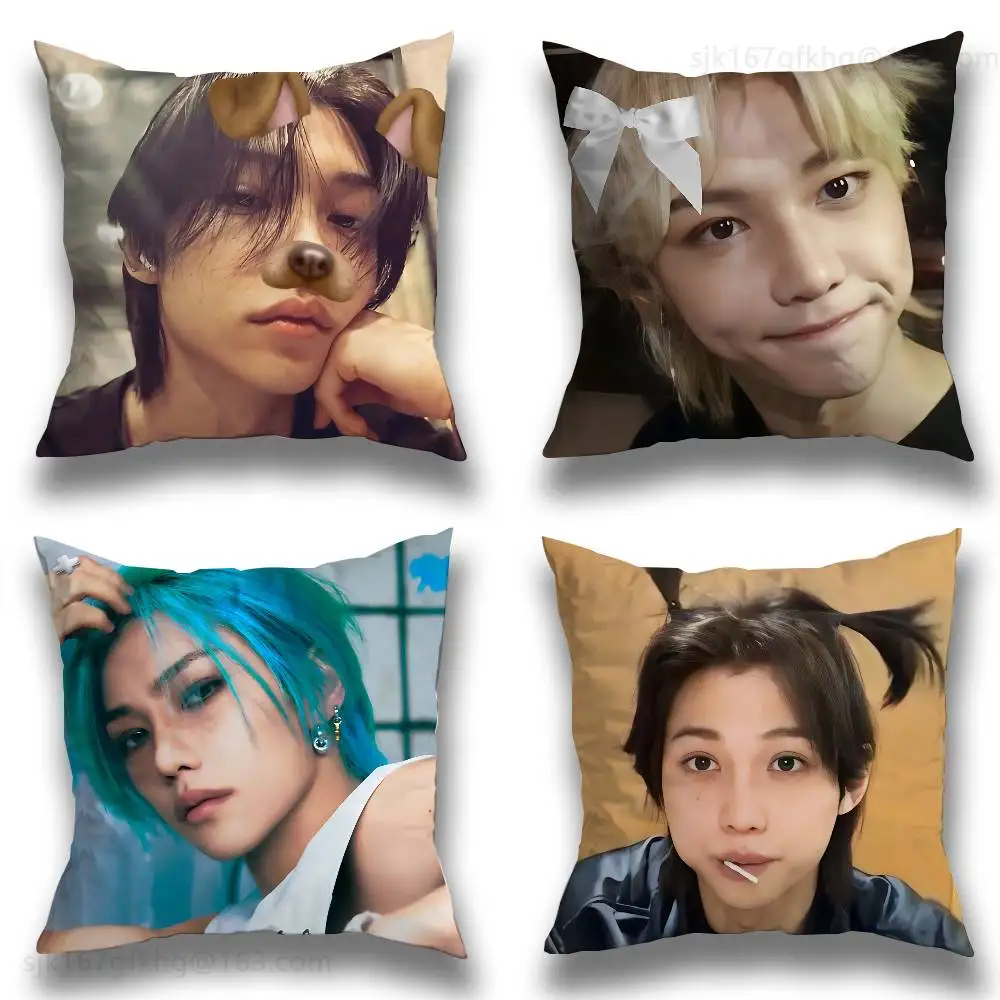 

F-Felix Lee S-SKZ Pillow Case Sofa Living Room Bedroom Headboard Backrest Cushion Square Cushion Nap Time