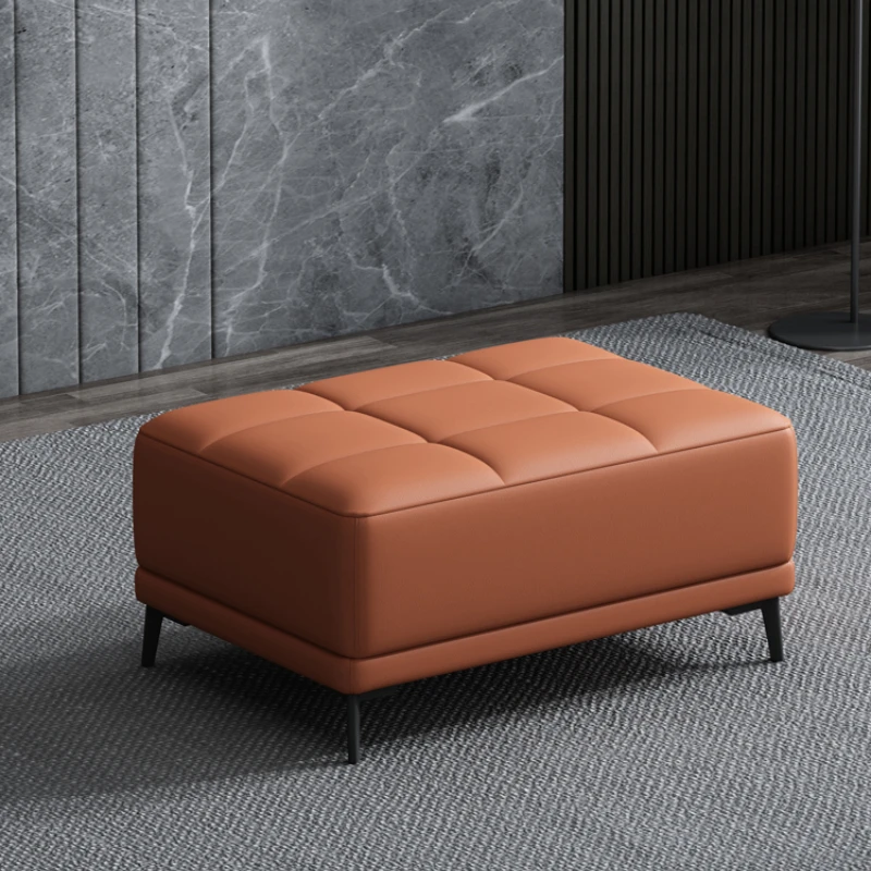 Living room Leather Low stool lazy module sofa design puffs footstool Entrance Shoe bench modern soft ottoman End of bed bench