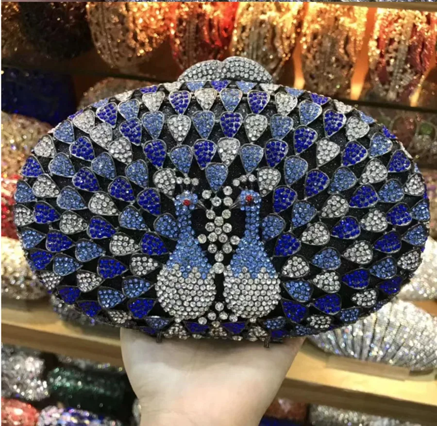 

Белый бриллиантовый синий кошелек для женщин, вечерний клатч с кристаллами, 100% ручная работа, стразы, женская вечерние мини-сумка-минодьер