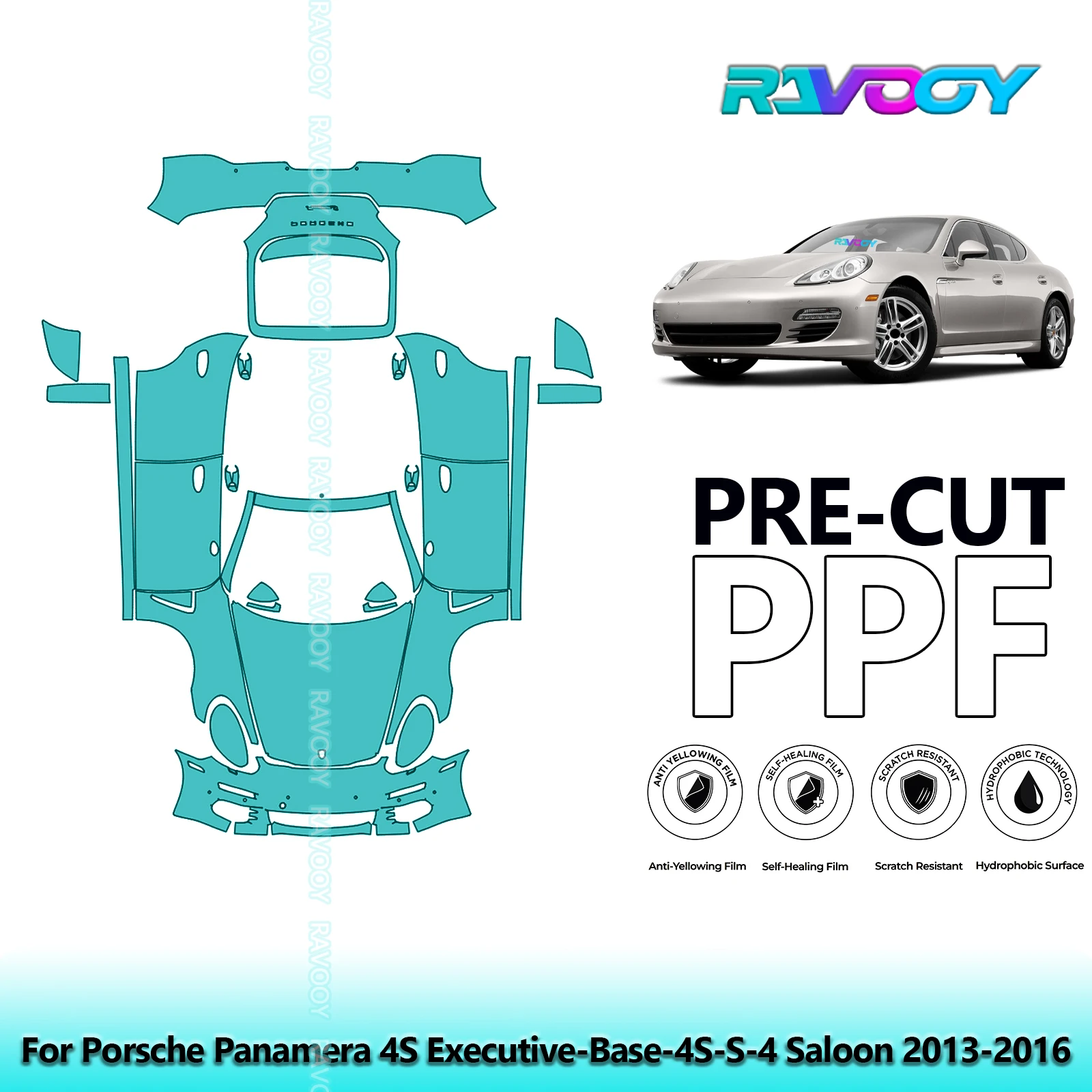 

8.5Mil Precut PPF Paint Protection Film Full Vehicle Clear Bra For Porsche Panamera 4S Executive-Base-4S-S-4 Saloon 2013-2016