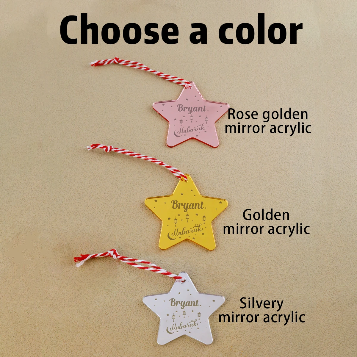 Custom Ramadan Star Hanging Ornament, Personalized Eid Mubarak Name Tag, Home Decor, Ramadan Decorations For Home,