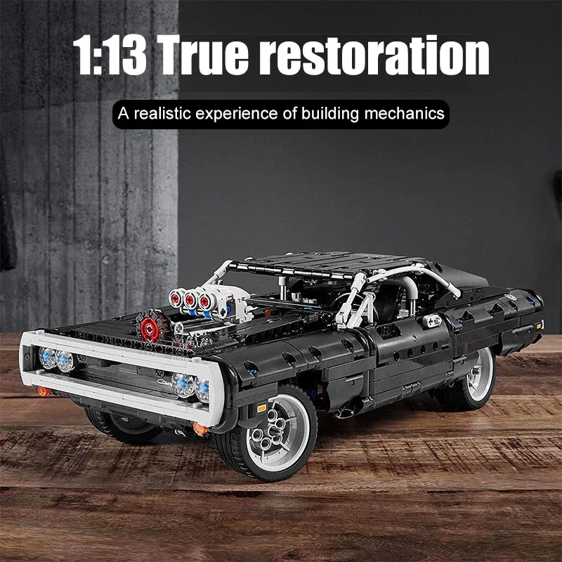 1077Pcs Technical Dodge Charger Racing Car Building Blocks Model Moc 42111 Assemble Bricks Fast and Furious Toys For Boys Gifts