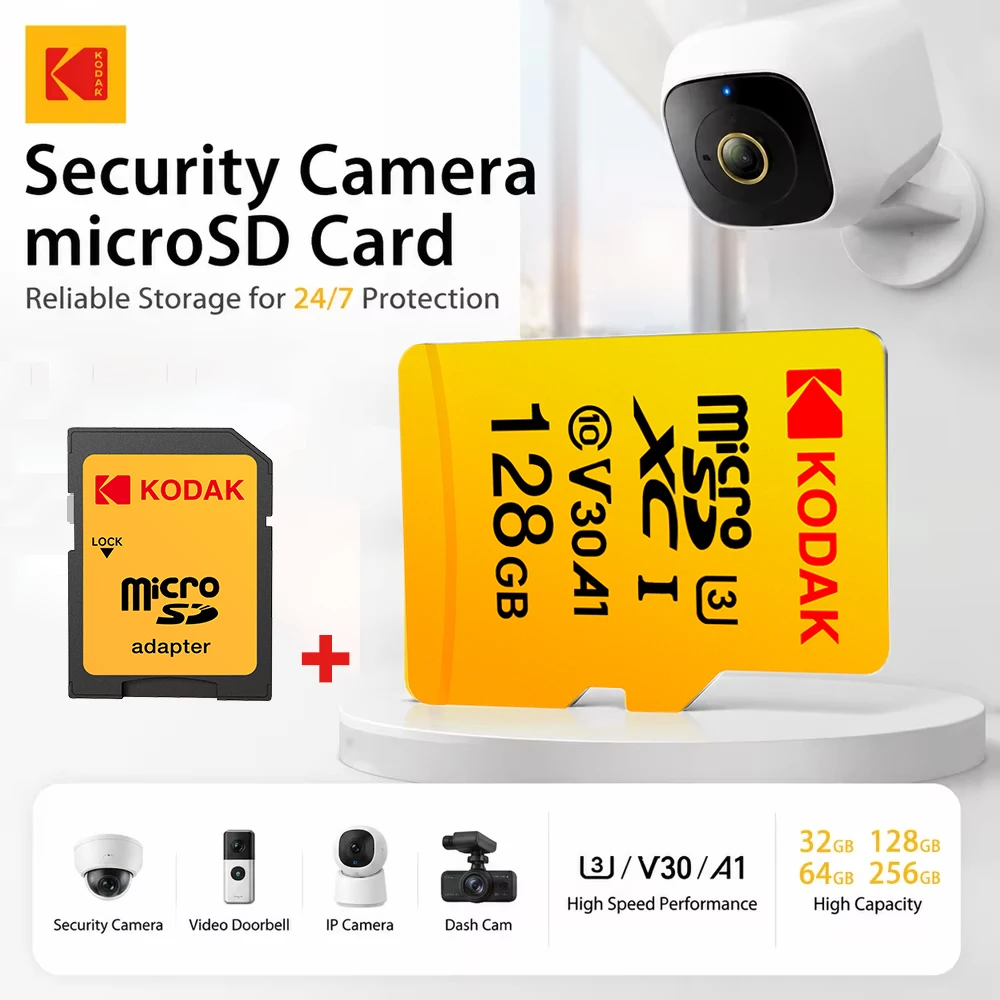 

KODAK Micro SD Card 256GB Memory Card UP TO 100MB/s C10 U3 32GB 64GB 128GB TF Card 4K HD For USB Card Reader Adapter Microsd
