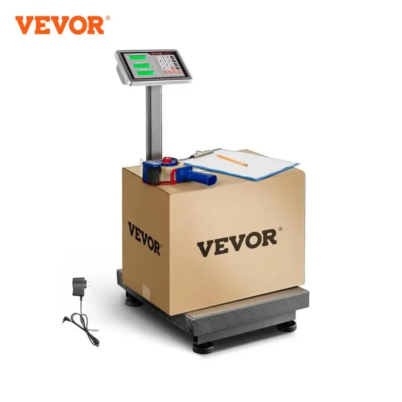 VEVOR Computing bilancia a piattaforma digitale 660 libbre di carico con LB/KG, tara, calcolatrice dei prezzi, Display ad alta definizione in acciaio inossidabile