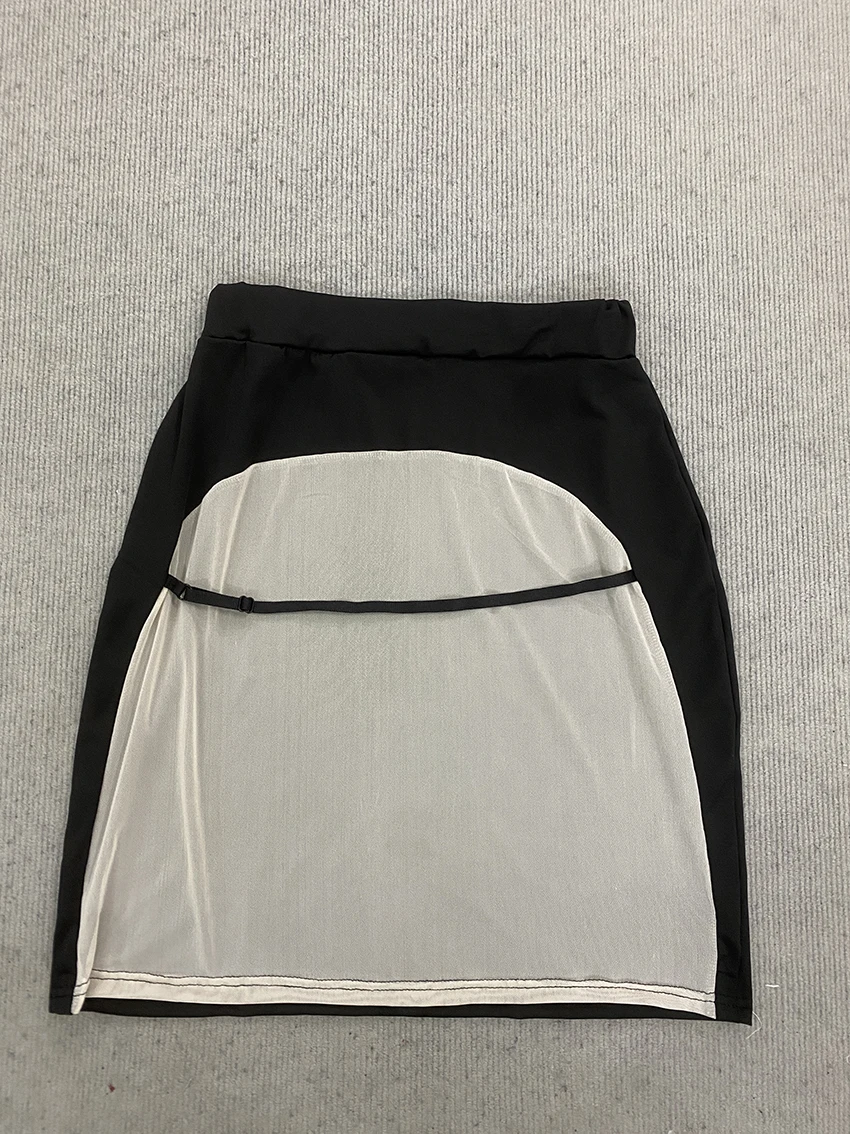 Fashion Versatile Classic Hip Hugging Skirt American Retro Back Mesh See Through Sexy Elastic Seductive Beautiful Buttocks Skirt