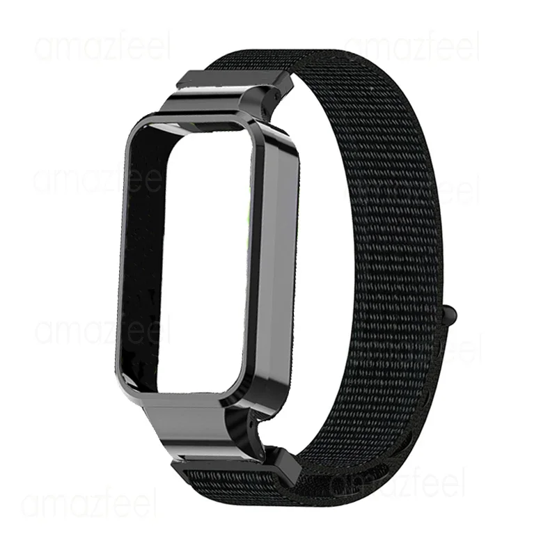 Pulseira protetora para xiaomi banda inteligente 9 pulseira ativa para redmi banda inteligente 3 pulseira de náilon + escudo protetor de metal