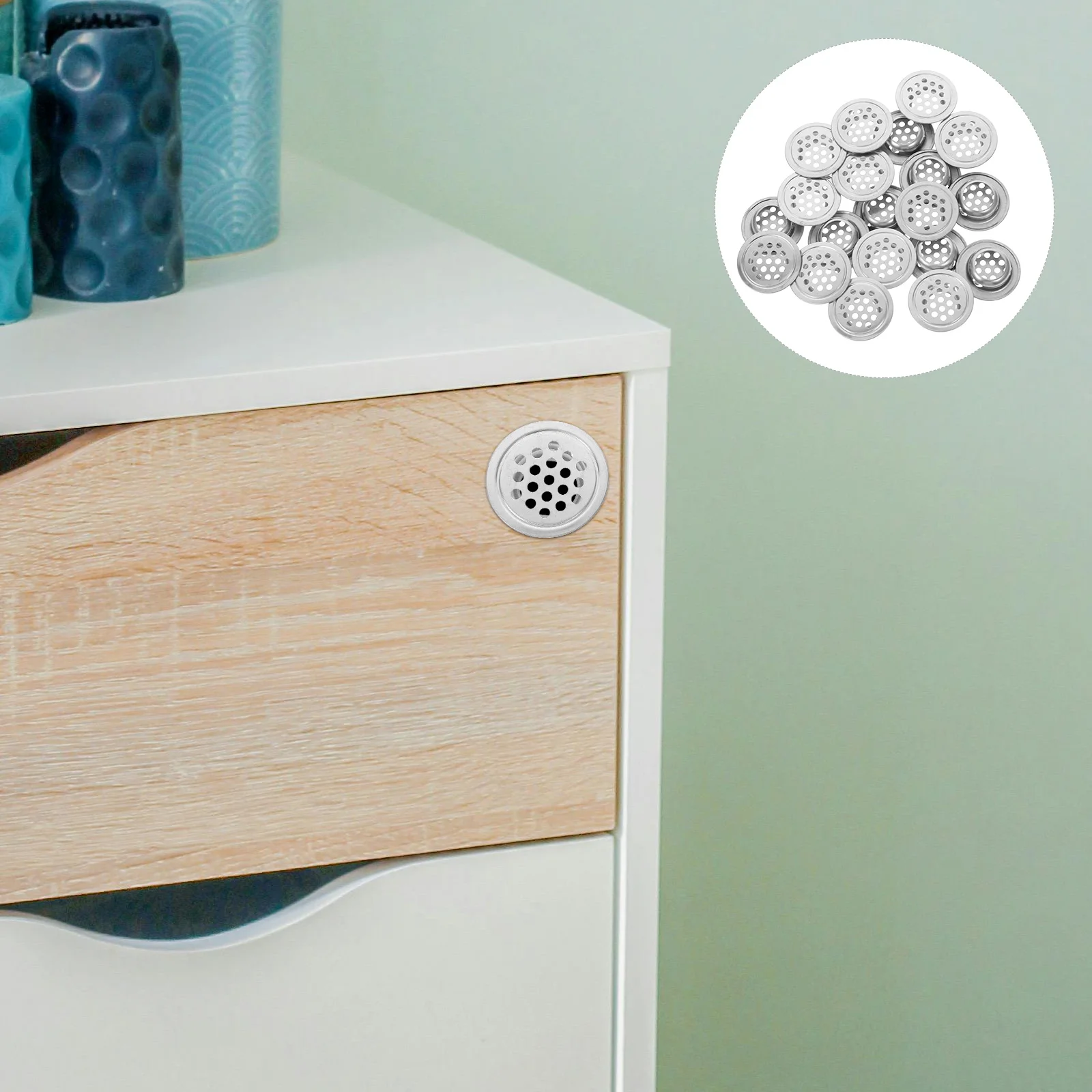 Stainless Steel Shoe Cabinet Window Blinds Round Air Vents Cover Shoebox Silver Crawl Space Covers