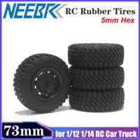 4PCS NEEBRC 73mm Rubber Tires 5mm Hex Wheels Type for 1/12 1/14 RC Off-road Car Truck MN98 MN82 WPL C24-1 B36 D12 C64 D74-1 Part
