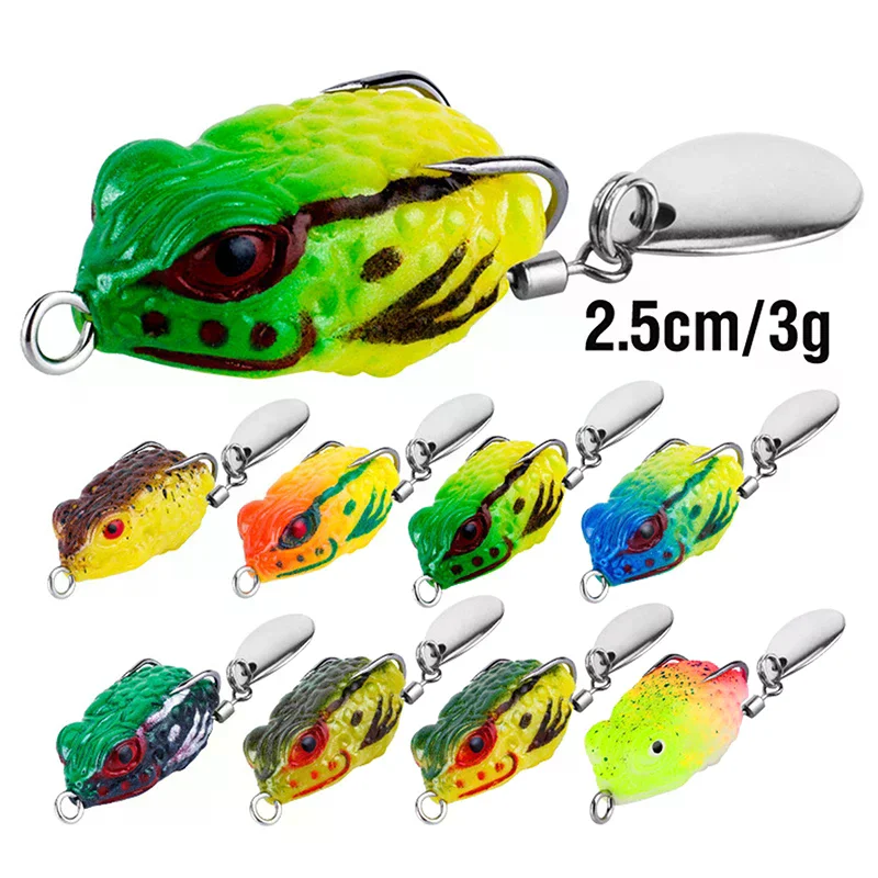 Outdoor Luya long-range thunder frog 2.5cm/3g mini frog hits black software toad frog double hook noise sequins